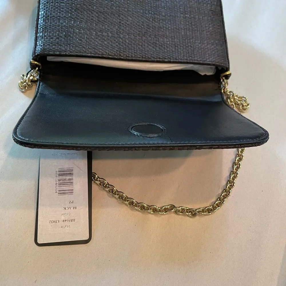 Dolce&Gabbana Floral Embellished Black Raffia Clutch NWT Pristine Condition
